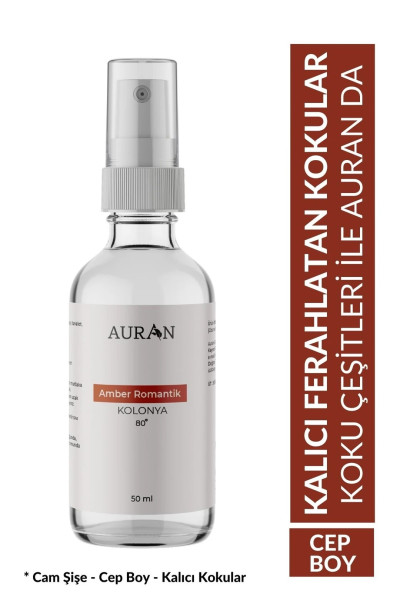 AURAN Amber Romantik Cam Şişe 80 Derece Kolonya 50 ML