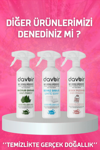 Davbir Bebek Pudrası Kokulu Wc Kötü Koku Giderici Ultra Kalıcı Yüzey Parfümü 250ml.