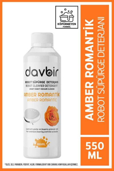 DAVBİR Davbir Amber Romantik Kokulu Akıllı Robot Süpürge Deterjanı,Sprey Mop Deterjanı,Yüzey Temizleyici 550ml