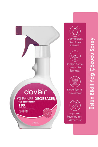 DAVBİR Üstün Etkili Yağ Çözücü Yüzey Temizleyici Sprey Hızlı Surface Cleaner 300 ML