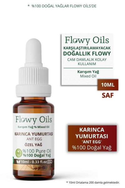 FLOWY OİLS Karınca Yumurtası Yağı Tüy Azaltıcı Bitkisel Yağ 10ml