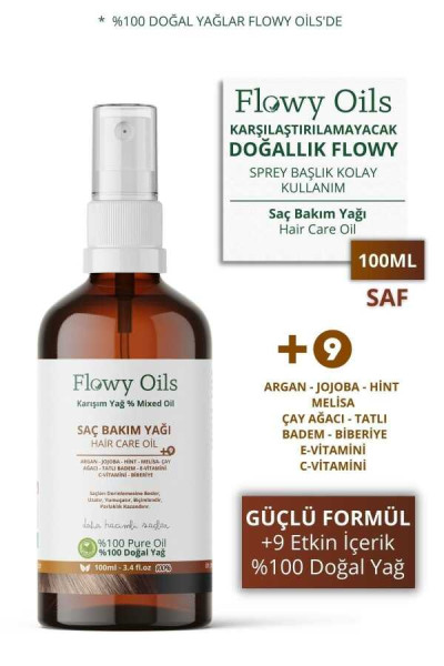 FLOWY OILS Saç Bakım Yağı +9 Yağ Içeren Sprey 100 ml