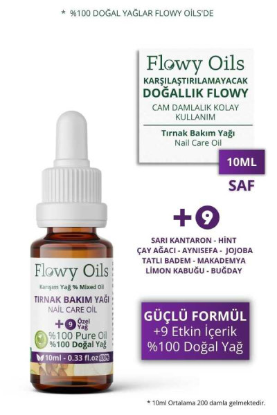 FLOWY OİLS Tırnak Bakım Yağı +9 Yağ Içeren %100 Doğal Karışım Nail Care Oil 10ml